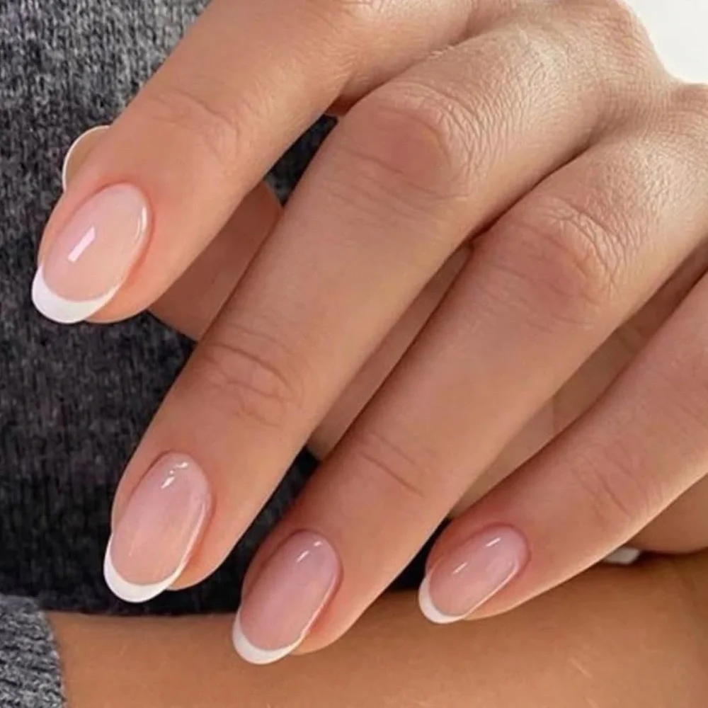 Modelones French Tip Super Short Oval Press-On Nails